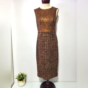 BADGLEY MISCHKA bronze top and wool skirt dress. Size 8 but seems a bit smaller